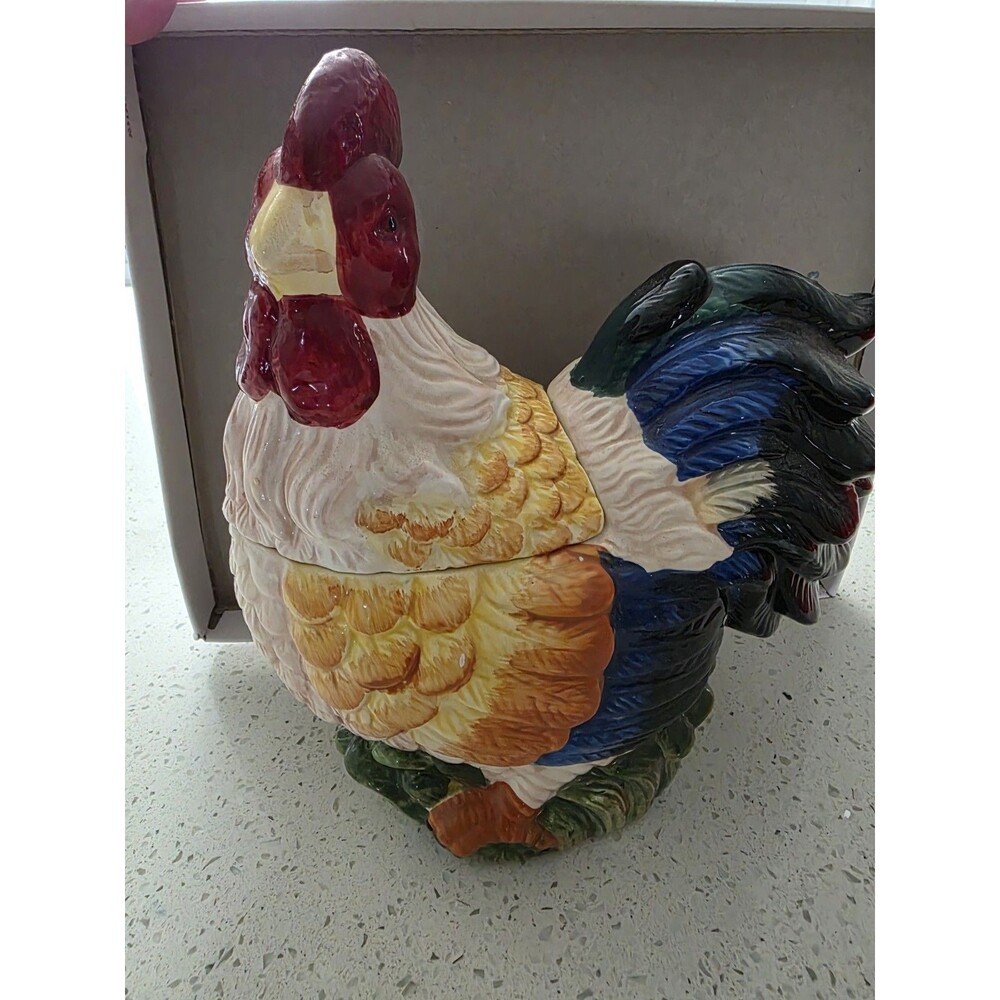 Vintage Alco Industries Ceramic Chicken Rooster Cookie Jar 10.5" x 8" x 5"